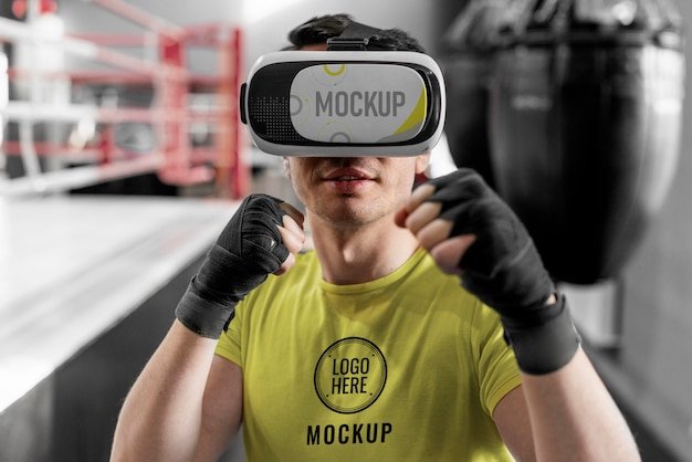 man using virtual reality goggles boxing training 23 2148954114